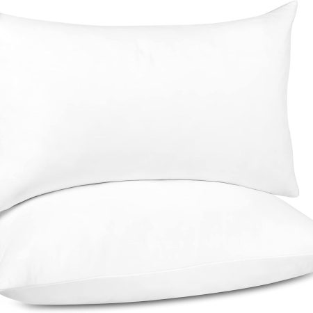 Lumbar Pillow Inserts 12 x 20 (Pack of 2, White), Filled with Feather and Down, Decorative Pillows for Couch, Home Decor