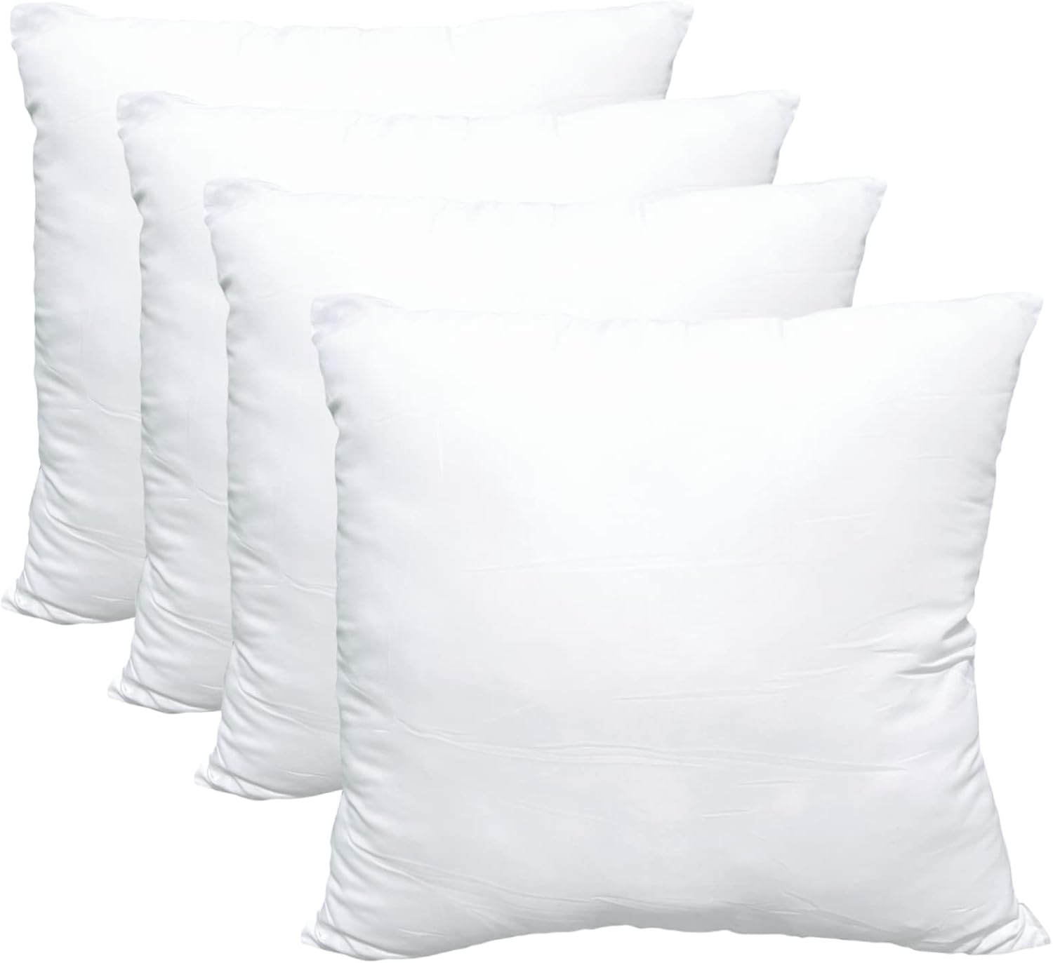 Luxury Pillow Inserts, Pack of 4, 16 x 16 inches Hypoallergenic Ultra Soft White Polyester Microfiber Durable Couch Cushion Fillers