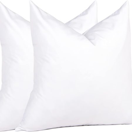 ® 18 x 18 Decorative Feather Down Throw Pillow Inserts (Set of 2, White) for Sofa, Couch, Bed, Machine Washable