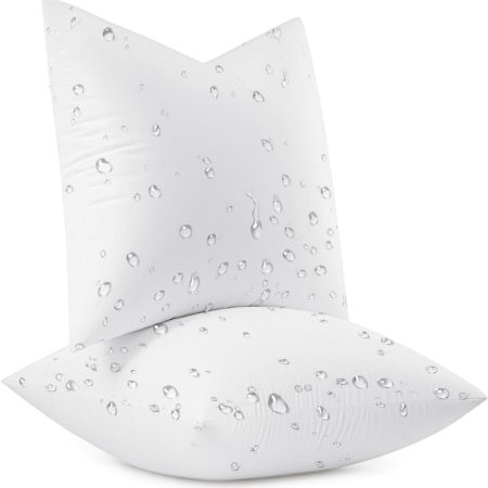 Outdoor Pillow Inserts 18x18 Pack of 2 Waterproof Throw Pillow Inserts Decorative 100% Virgin Fibers Filling for Patio Sofa Couch