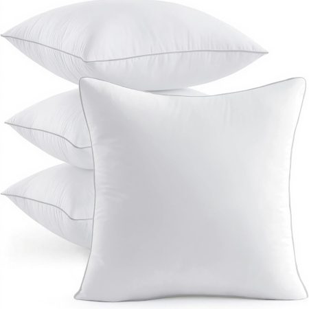 18x18 Pillow Inserts Pack of 4, Throw Pillow Inserts with 100% Cotton Cover, Square Decorative Pillow Inserts for Sofa Bed Couch Bench