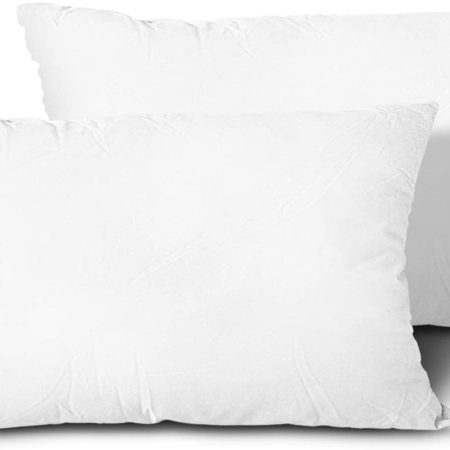 Throw Pillow Inserts, Set of 2 Lightweight Down Alternative Polyester Pillow, Couch Cushion, Sham Stuffer, Machine Washable. (White, 12x20)