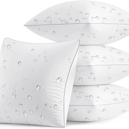Pack of 4 18x18 Outdoor Pillow Inserts, Waterproof Decorative Square Throw Pillow Inserts for Patio Sofa Garden Porch Couch