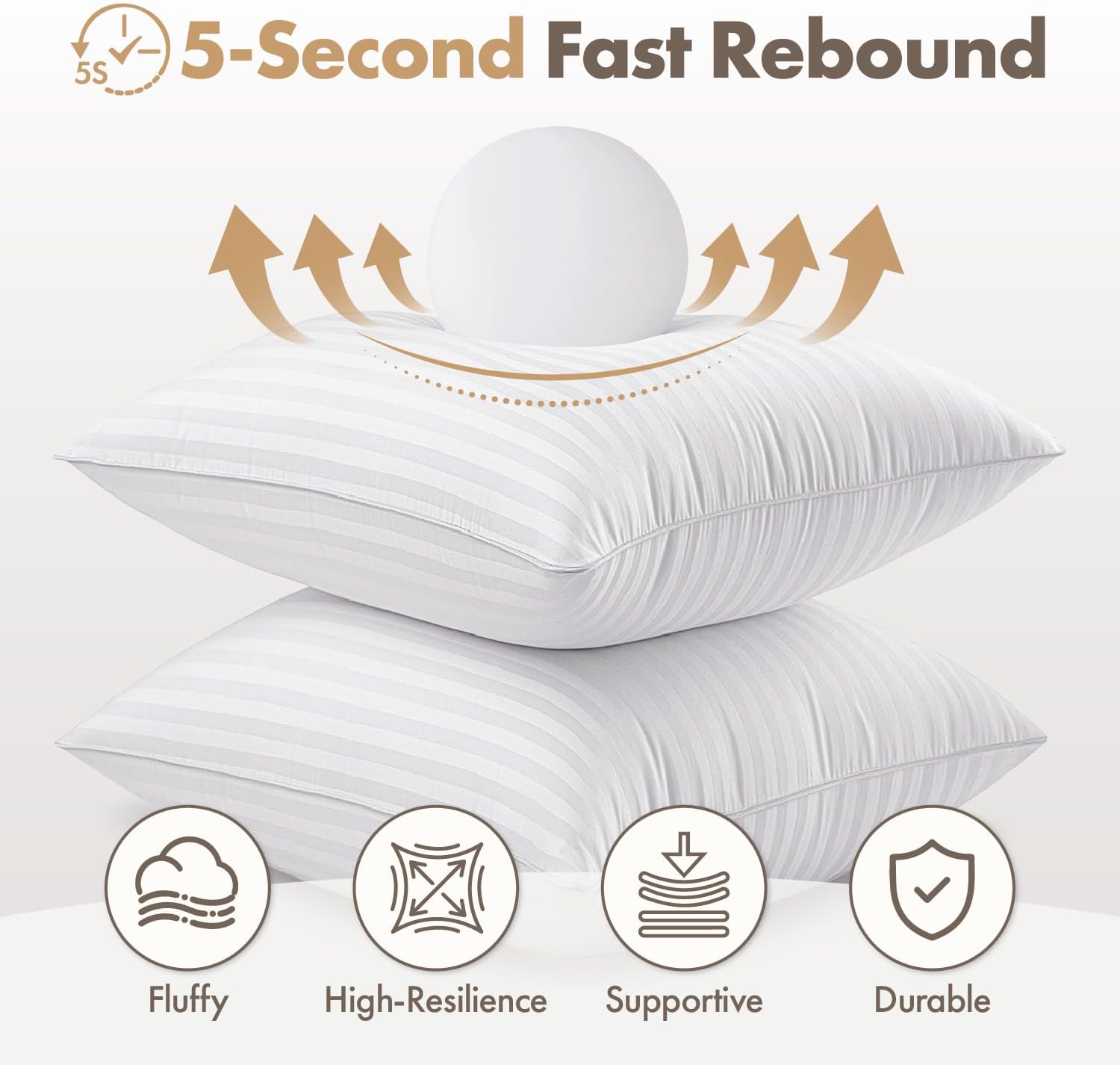 18x18 Throw Pillow Inserts Set of 2 Firm and Fluffy Decorative Throw Pillows for Couch Sofa Bed 100% Virgin Microfiber with Cotton Cover - Image 2