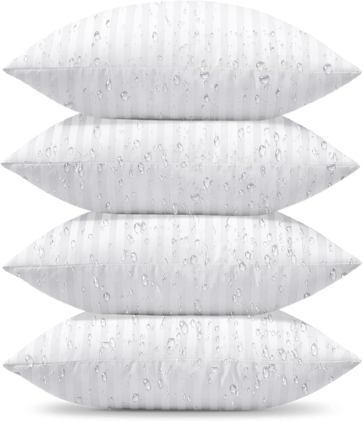 4 Pack Premium Waterproof Pillows Inserts, 12 x 20 Outdoor Striped Decorative Throw Pillow Inserts Soft Fluffy Cushion Inserts for Patio Garden Farmhouse Sofa Couch