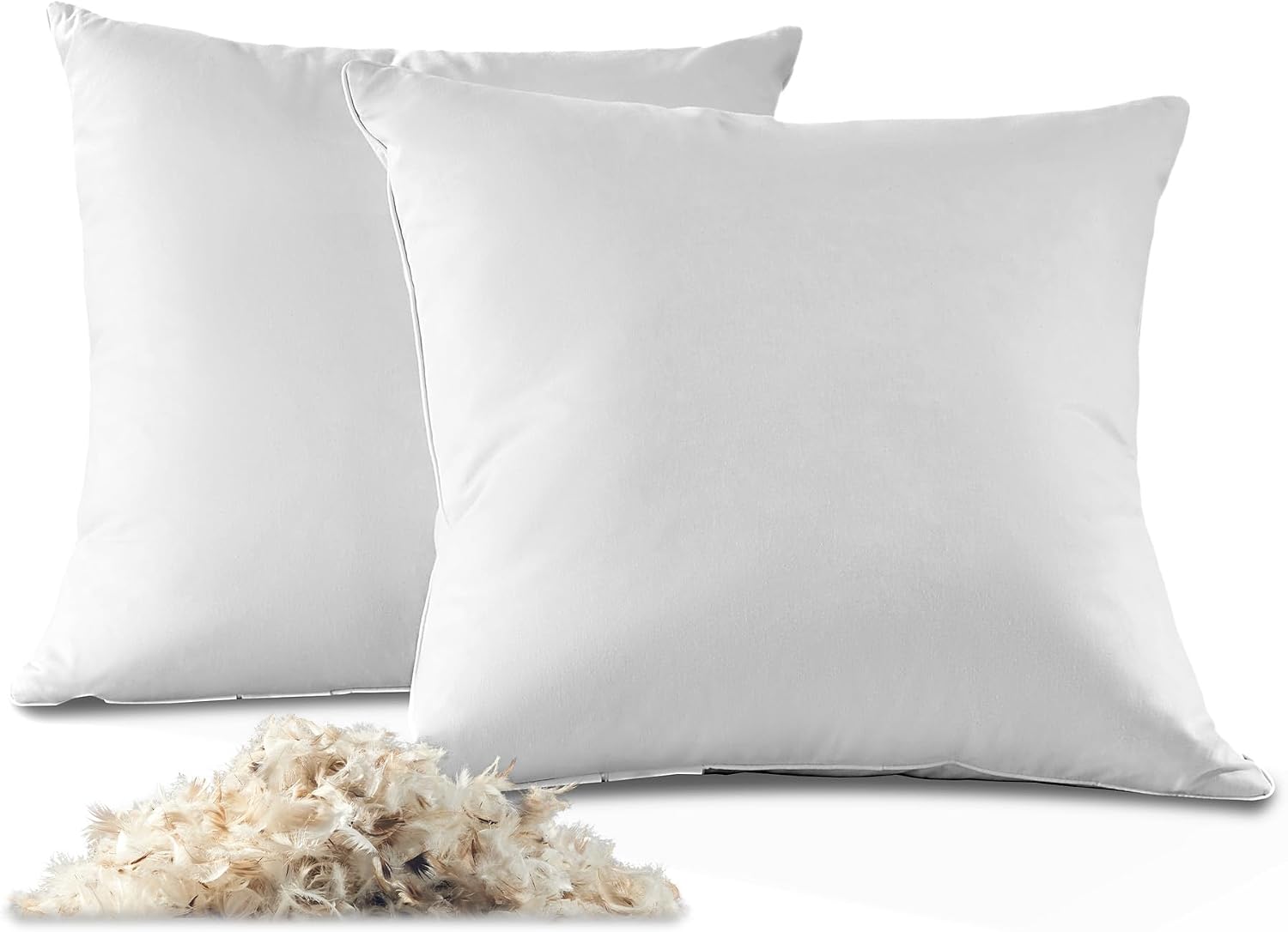 Throw Pillows Insert 24x24(Pack of 2, White), Down Feather Throw Pillow Insert for Sofa, Bed and Couch, Decorative Pillows, 100% Skin-Friendly Cotton Cover - Image 2