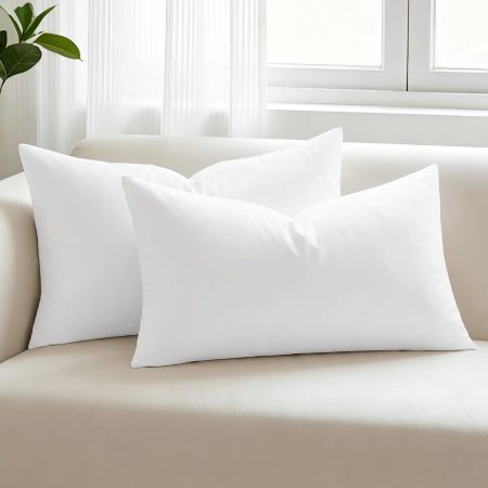 12x20 Pillow Inserts Set of 2 Lumbar Rectangle Throw Pillows Decorative Euro Pillow Inserts Premium Fluffy Square Sham Forms Stuffer for Sofa, Couch Cushion Bed