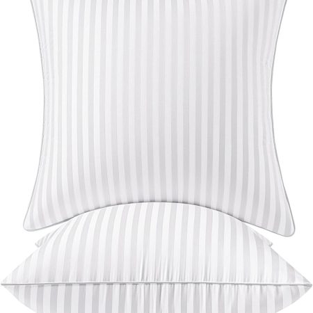 18x18 Throw Pillow Inserts Set of 2 Firm and Fluffy Decorative Throw Pillows for Couch Sofa Bed 100% Virgin Microfiber with Cotton Cover