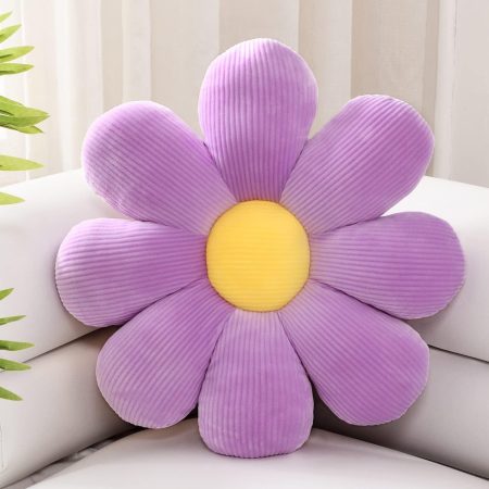 Lavender Flower-Shaped Plush Throw Pillow, 15.7-Inch Seating Cushion for Bedroom and Sofa