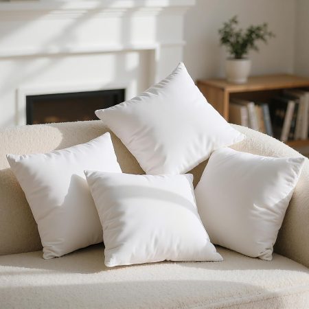 100% Virgin Fiber Pillow Inserts, Premium Microfine Fiber Square Hypoallergenic Throw Pillow Inserts for Bedroom, Study, Chair 18x18 inches Pack of 4