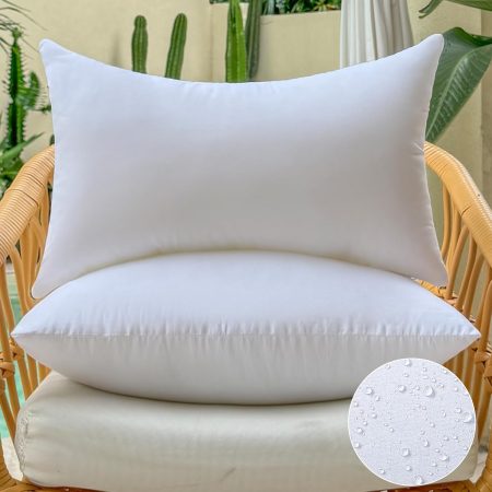 12 x 20 Outdoor Pillow Insert Set of 2 Lumbar Throw Pillow Inserts Waterproof for Couch Porch Outside Patio Furniture Decorative Pillows White Rectangle Sofa Cushion Stuffer
