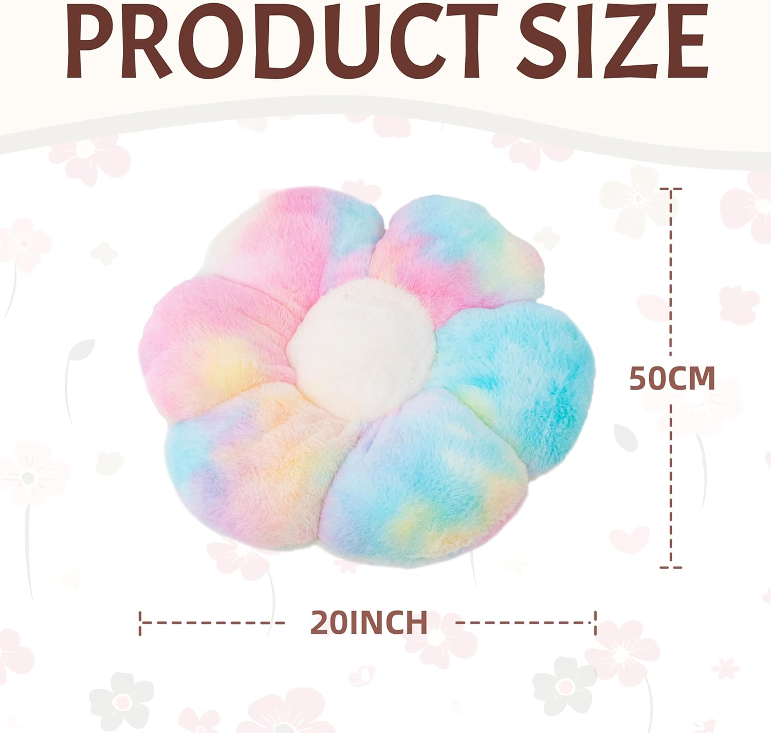 20-Inch Colorful Daisy Flower-Shaped Throw Pillow, Soft Seating Cushion for Adults and Kids - Image 2