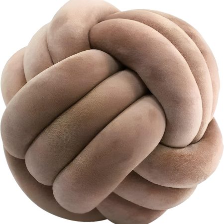 Knot Ball Pillows, Round Throw Pillow Cushion Home Decoration Soft Plush Pillow, Throw Knotted Ball Pillow Handmade Children Room Decoration Round Plush Toy Pillow (Coffee,8.5"/22cm)
