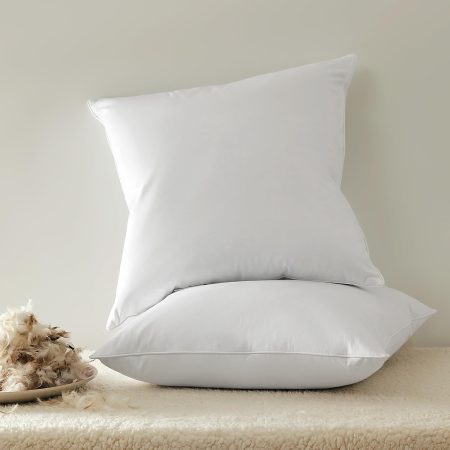 Throw Pillows Insert 24x24(Pack of 2, White), Down Feather Throw Pillow Insert for Sofa, Bed and Couch, Decorative Pillows, 100% Skin-Friendly Cotton Cover
