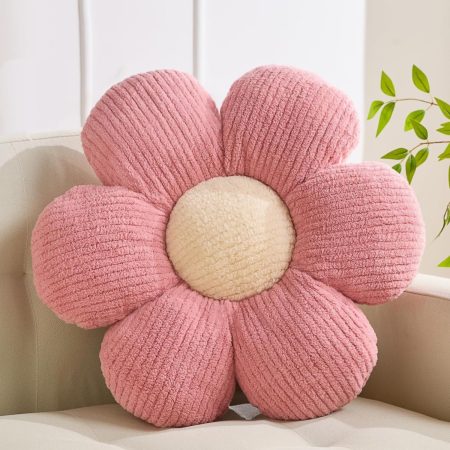 Pink Daisy Flower Throw Pillow, 15.7-Inch Decorative Floral Cushion for Sofa and Bedroom
