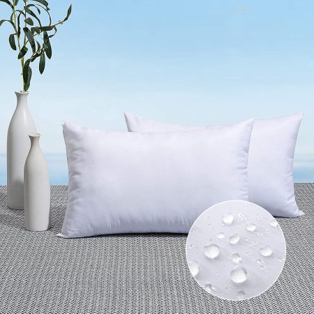 Pack of 2 12x20 Outdoor Pillow Inserts, Outdoor Throw Pillows Water-Resistant Decorative Premium Lumbar Pillow Stuffer Sham for Porch Swing Couch Sofa Cushion Patio Furniture